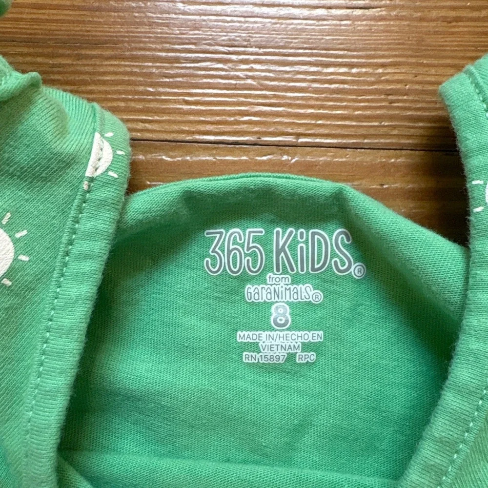 365 Kids Garanimals Rainbow Top Kids Green Excellent Ruffle Graphic‎ SIZE 8